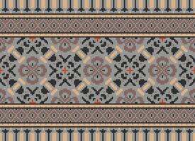 African cross stitch embroidery on background.geometric ethnic oriental seamless pattern traditional.Aztec style abstract vector illustration.design for texture,fabric,clothing,wrapping,carpet.