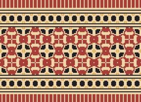African cross stitch embroidery on background.geometric ethnic oriental seamless pattern traditional.Aztec style abstract vector illustration.design for texture,fabric,clothing,wrapping,carpet.