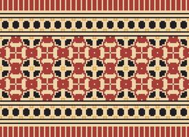 African cross stitch embroidery on background.geometric ethnic oriental seamless pattern traditional.Aztec style abstract vector illustration.design for texture,fabric,clothing,wrapping,carpet.