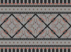 African cross stitch embroidery on background.geometric ethnic oriental seamless pattern traditional.Aztec style abstract vector illustration.design for texture,fabric,clothing,wrapping,carpet.