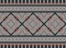 African cross stitch embroidery on background.geometric ethnic oriental seamless pattern traditional.Aztec style abstract vector illustration.design for texture,fabric,clothing,wrapping,carpet.