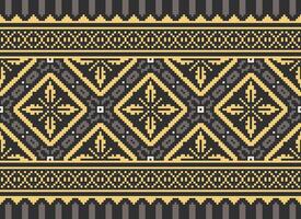 African cross stitch embroidery on background.geometric ethnic oriental seamless pattern traditional.Aztec style abstract vector illustration.design for texture,fabric,clothing,wrapping,carpet.
