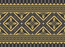 African cross stitch embroidery on background.geometric ethnic oriental seamless pattern traditional.Aztec style abstract vector illustration.design for texture,fabric,clothing,wrapping,carpet.