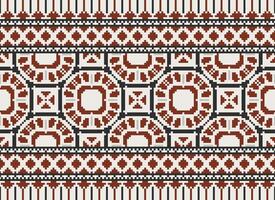 African cross stitch embroidery on background.geometric ethnic oriental seamless pattern traditional.Aztec style abstract vector illustration.design for texture,fabric,clothing,wrapping,carpet.