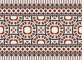 African cross stitch embroidery on background.geometric ethnic oriental seamless pattern traditional.Aztec style abstract vector illustration.design for texture,fabric,clothing,wrapping,carpet.