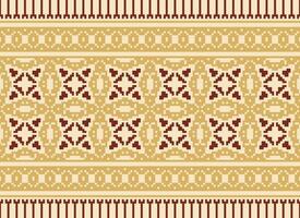 African cross stitch embroidery on background.geometric ethnic oriental seamless pattern traditional.Aztec style abstract vector illustration.design for texture,fabric,clothing,wrapping,carpet.
