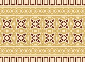 African cross stitch embroidery on background.geometric ethnic oriental seamless pattern traditional.Aztec style abstract vector illustration.design for texture,fabric,clothing,wrapping,carpet.