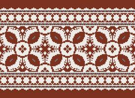 African cross stitch embroidery on background.geometric ethnic oriental seamless pattern traditional.Aztec style abstract vector illustration.design for texture,fabric,clothing,wrapping,carpet.