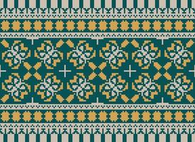 African cross stitch embroidery on background.geometric ethnic oriental seamless pattern traditional.Aztec style abstract vector illustration.design for texture,fabric,clothing,wrapping,carpet.