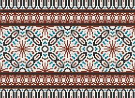 African cross stitch embroidery on background.geometric ethnic oriental seamless pattern traditional.Aztec style abstract vector illustration.design for texture,fabric,clothing,wrapping,carpet.