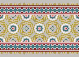African cross stitch embroidery on background.geometric ethnic oriental seamless pattern traditional.Aztec style abstract vector illustration.design for texture,fabric,clothing,wrapping,carpet.