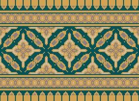 African cross stitch embroidery on background.geometric ethnic oriental seamless pattern traditional.Aztec style abstract vector illustration.design for texture,fabric,clothing,wrapping,carpet.