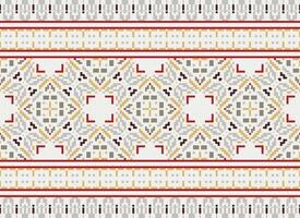 African cross stitch embroidery on background.geometric ethnic oriental seamless pattern traditional.Aztec style abstract vector illustration.design for texture,fabric,clothing,wrapping,carpet.