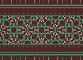 African cross stitch embroidery on background.geometric ethnic oriental seamless pattern traditional.Aztec style abstract vector illustration.design for texture,fabric,clothing,wrapping,carpet.