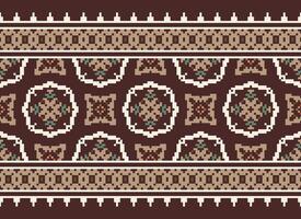 African cross stitch embroidery on background.geometric ethnic oriental seamless pattern traditional.Aztec style abstract vector illustration.design for texture,fabric,clothing,wrapping,carpet.