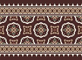 African cross stitch embroidery on background.geometric ethnic oriental seamless pattern traditional.Aztec style abstract vector illustration.design for texture,fabric,clothing,wrapping,carpet.