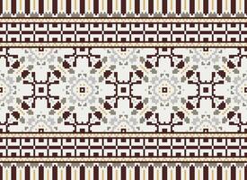 African cross stitch embroidery on background.geometric ethnic oriental seamless pattern traditional.Aztec style abstract vector illustration.design for texture,fabric,clothing,wrapping,carpet.