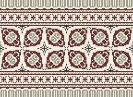 African cross stitch embroidery on background.geometric ethnic oriental seamless pattern traditional.Aztec style abstract vector illustration.design for texture,fabric,clothing,wrapping,carpet.