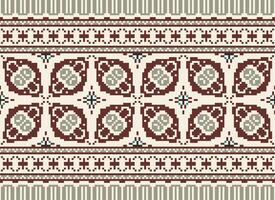 African cross stitch embroidery on background.geometric ethnic oriental seamless pattern traditional.Aztec style abstract vector illustration.design for texture,fabric,clothing,wrapping,carpet.