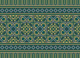 African cross stitch embroidery on background.geometric ethnic oriental seamless pattern traditional.Aztec style abstract vector illustration.design for texture,fabric,clothing,wrapping,carpet.