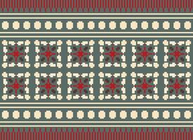African cross stitch embroidery on background.geometric ethnic oriental seamless pattern traditional.Aztec style abstract vector illustration.design for texture,fabric,clothing,wrapping,carpet.