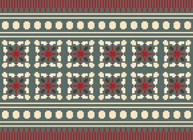 African cross stitch embroidery on background.geometric ethnic oriental seamless pattern traditional.Aztec style abstract vector illustration.design for texture,fabric,clothing,wrapping,carpet.