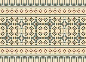 African cross stitch embroidery on background.geometric ethnic oriental seamless pattern traditional.Aztec style abstract vector illustration.design for texture,fabric,clothing,wrapping,carpet.