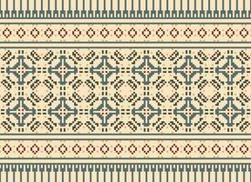 African cross stitch embroidery on background.geometric ethnic oriental seamless pattern traditional.Aztec style abstract vector illustration.design for texture,fabric,clothing,wrapping,carpet.