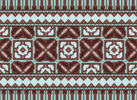 African cross stitch embroidery on background.geometric ethnic oriental seamless pattern traditional.Aztec style abstract vector illustration.design for texture,fabric,clothing,wrapping,carpet.