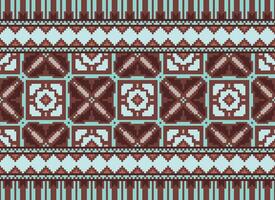 African cross stitch embroidery on background.geometric ethnic oriental seamless pattern traditional.Aztec style abstract vector illustration.design for texture,fabric,clothing,wrapping,carpet.