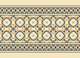 African cross stitch embroidery on background.geometric ethnic oriental seamless pattern traditional.Aztec style abstract vector illustration.design for texture,fabric,clothing,wrapping,carpet.