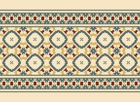 African cross stitch embroidery on background.geometric ethnic oriental seamless pattern traditional.Aztec style abstract vector illustration.design for texture,fabric,clothing,wrapping,carpet.