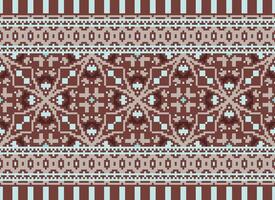 African cross stitch embroidery on background.geometric ethnic oriental seamless pattern traditional.Aztec style abstract vector illustration.design for texture,fabric,clothing,wrapping,carpet.