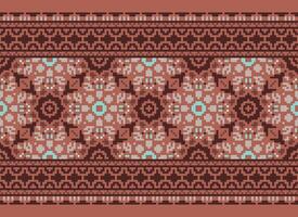 African cross stitch embroidery on background.geometric ethnic oriental seamless pattern traditional.Aztec style abstract vector illustration.design for texture,fabric,clothing,wrapping,carpet.