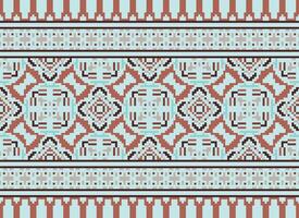 African cross stitch embroidery on background.geometric ethnic oriental seamless pattern traditional.Aztec style abstract vector illustration.design for texture,fabric,clothing,wrapping,carpet.