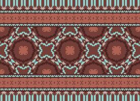 African cross stitch embroidery on background.geometric ethnic oriental seamless pattern traditional.Aztec style abstract vector illustration.design for texture,fabric,clothing,wrapping,carpet.