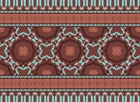 African cross stitch embroidery on background.geometric ethnic oriental seamless pattern traditional.Aztec style abstract vector illustration.design for texture,fabric,clothing,wrapping,carpet.