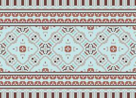 African cross stitch embroidery on background.geometric ethnic oriental seamless pattern traditional.Aztec style abstract vector illustration.design for texture,fabric,clothing,wrapping,carpet.