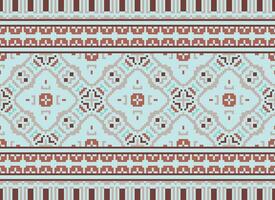 African cross stitch embroidery on background.geometric ethnic oriental seamless pattern traditional.Aztec style abstract vector illustration.design for texture,fabric,clothing,wrapping,carpet.