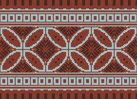 African cross stitch embroidery on background.geometric ethnic oriental seamless pattern traditional.Aztec style abstract vector illustration.design for texture,fabric,clothing,wrapping,carpet.