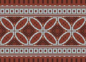 African cross stitch embroidery on background.geometric ethnic oriental seamless pattern traditional.Aztec style abstract vector illustration.design for texture,fabric,clothing,wrapping,carpet.