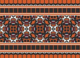 African cross stitch embroidery on background.geometric ethnic oriental seamless pattern traditional.Aztec style abstract vector illustration.design for texture,fabric,clothing,wrapping,carpet.