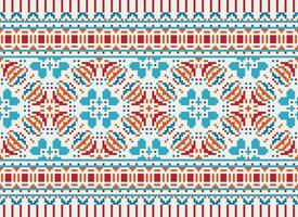 African cross stitch embroidery on background.geometric ethnic oriental seamless pattern traditional.Aztec style abstract vector illustration.design for texture,fabric,clothing,wrapping,carpet.