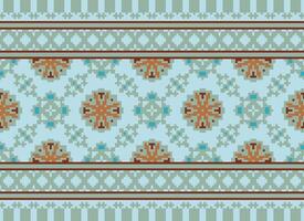 African cross stitch embroidery on background.geometric ethnic oriental seamless pattern traditional.Aztec style abstract vector illustration.design for texture,fabric,clothing,wrapping,carpet.