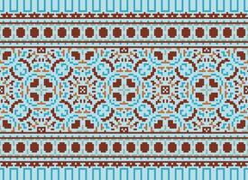 African cross stitch embroidery on background.geometric ethnic oriental seamless pattern traditional.Aztec style abstract vector illustration.design for texture,fabric,clothing,wrapping,carpet.