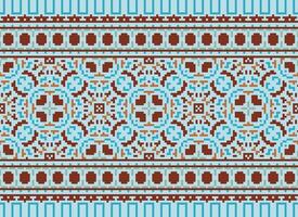 African cross stitch embroidery on background.geometric ethnic oriental seamless pattern traditional.Aztec style abstract vector illustration.design for texture,fabric,clothing,wrapping,carpet.