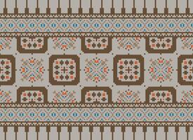 African cross stitch embroidery on background.geometric ethnic oriental seamless pattern traditional.Aztec style abstract vector illustration.design for texture,fabric,clothing,wrapping,carpet.