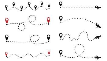 Roadmap, Location Direction, Pin Travel Route Flight vector