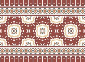 Cross stitch colorful geometric traditional ethnic pattern Ikat seamless pattern abstract design for fabric print cloth dress carpet curtains and sarong Aztec African Indian Indonesian vector