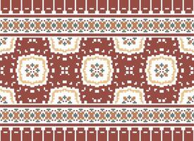 Cross stitch colorful geometric traditional ethnic pattern Ikat seamless pattern abstract design for fabric print cloth dress carpet curtains and sarong Aztec African Indian Indonesian vector